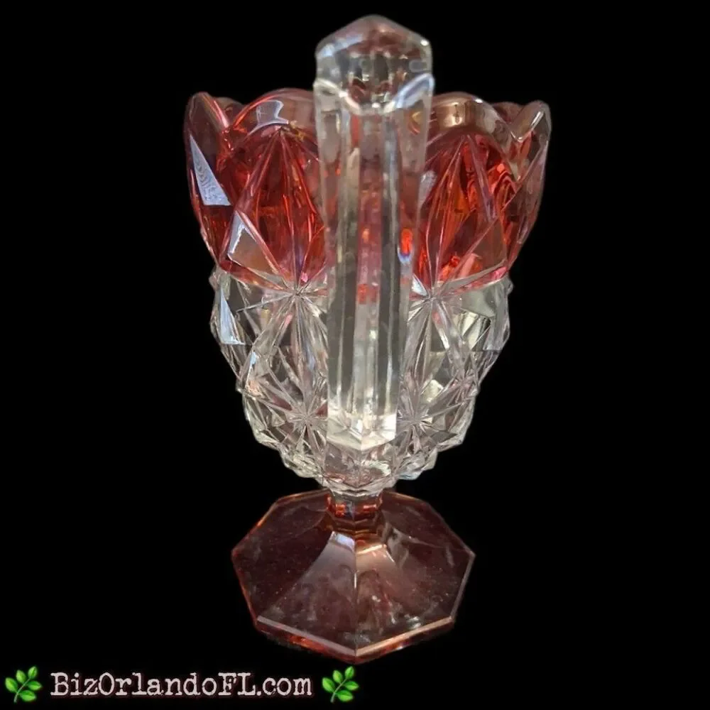 VINTAGE: Indiana Glass Monticello Trophy Clear Glass Vase w/ Ruby Red Stain HTF